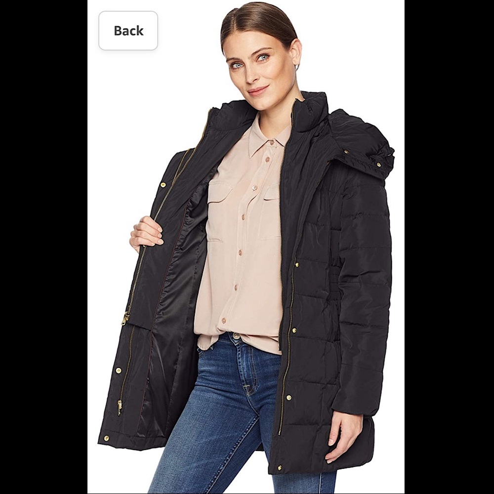 🔥🔥🔥NEW Cole Haan Hooded Black Down Puffer Coat Jacket - Picture 7 of 16
